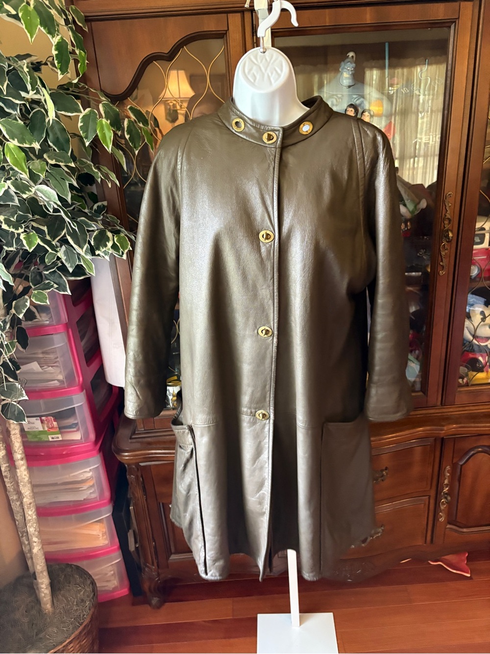 Vintage 60s Rare Sills Bonnie Cashin Brown Leather Faux Fur Lined Turnlock Coat